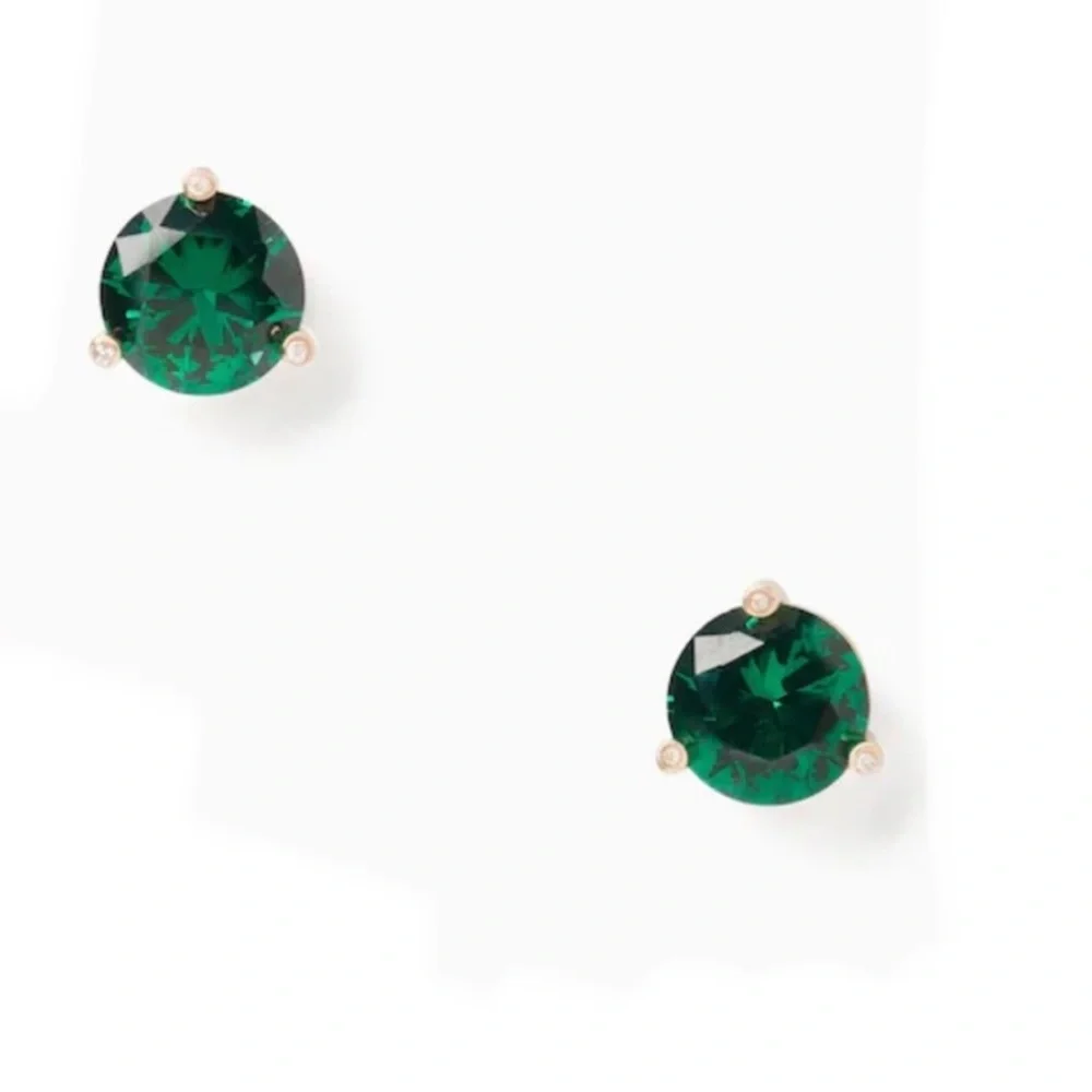 🆕 ♠️ Kate Spade Rise and Shine Emerald & Gold Round Stud Earrings Classic